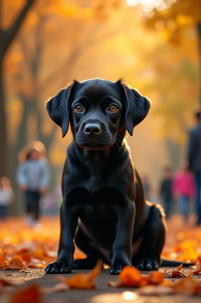 Sad small black dog