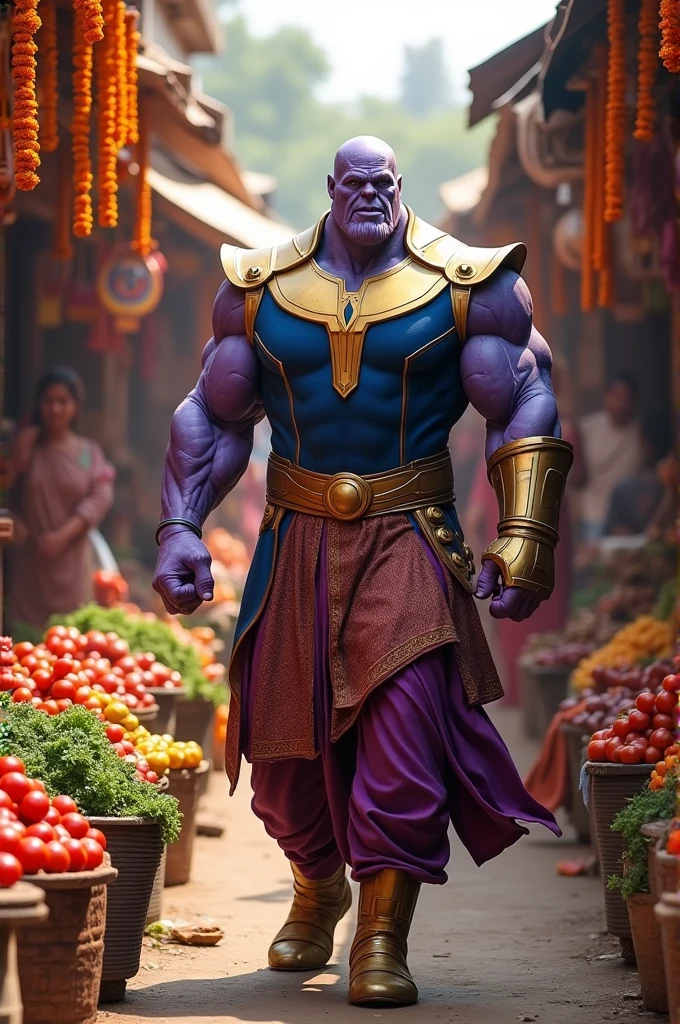 That’s quite a unique and amusing sight! It looks like Thanos has taken a break from his usual universe-altering activities to sell vegetables at a local market. The blend of his character with traditional Indian attire and the vibrant market scene is really creative.

What do you think Thanos would say if he were actually selling vegetables? 😄

1

youtube.com
2
freekaamaal