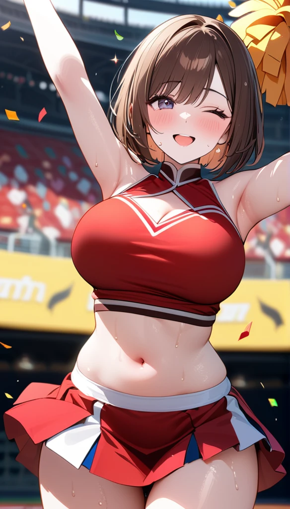 NSFW,red hair,twin tails,very big breasts,tiara,red and black track uniform,Jewelry Earrings,horse ears,horse tail,Uma Musume,blush,erect nipples,corruption,empty eyes,half closed eyes,evil smile,Navel exposed,tattoo,legs open,Keeping your hands on the ground,sticking out her pussy,Raise your hands and make a double peace,1 male,sex,orgasm,Climax,splash,(Sweat:1.5),Show whole body,background:athletics stadium