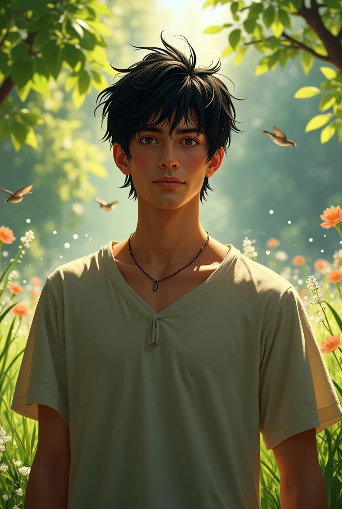 1male people, masutepiece, A hyper-realistic, Park background, Carlos Oliveira, Portrait, Black shaggy hair
INFO
