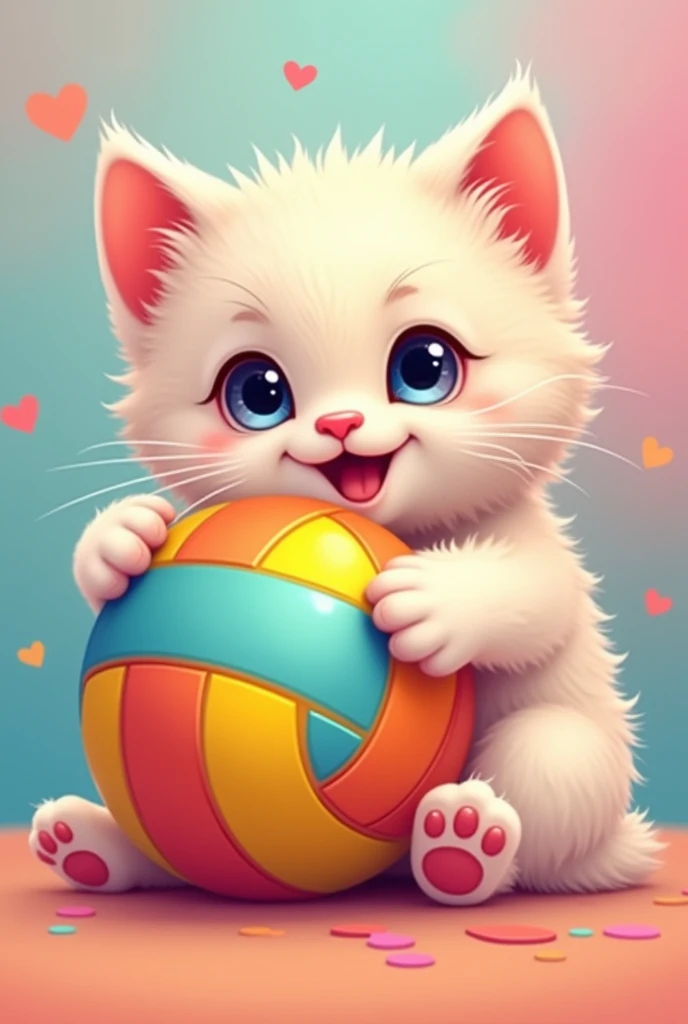 logo kitten hugging a volleyball