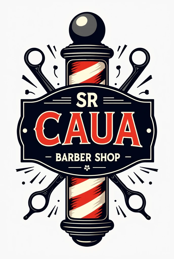 Image of the barber shop logo with the name SR CAUA