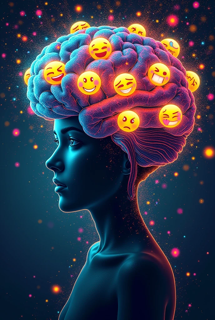 (Psychology underrated, the underrated factor in health and disease) caption, different emoticons background