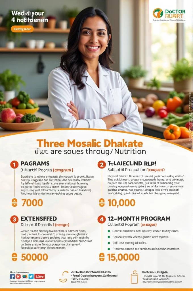 Nutritionist advertisement, doctor name Monali Dhakate , containing 3 month plan for 7000,6 month plan for 10000,and 12 month plan for 15000
