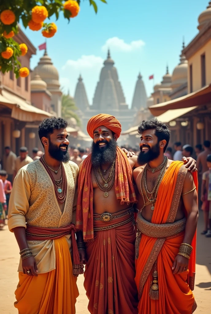 3 Ancient indian young men smiling
