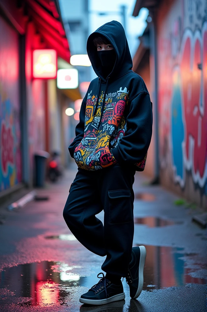 Korean boy with hidden face