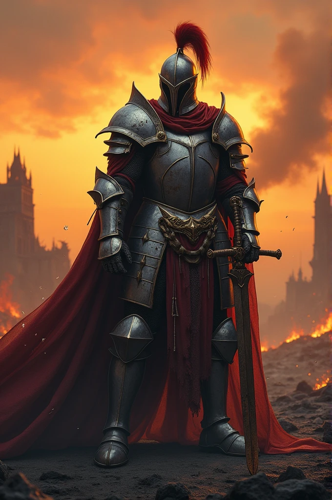 Draw a knight in broken armor after defeating the demon king 