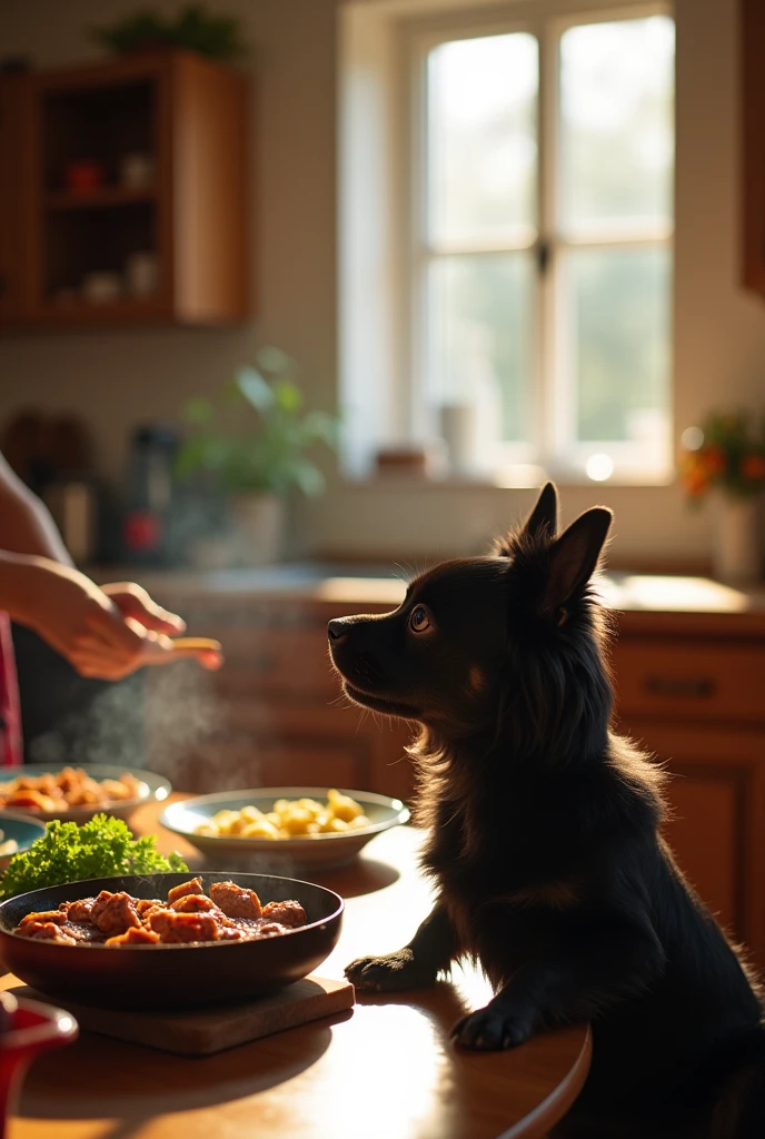 Eat meat small black dog
