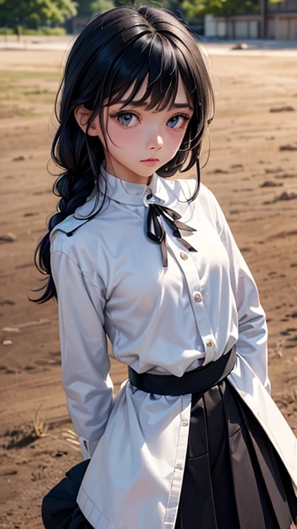 One Woman, alone, alone Focus, (Anxious expression)、Cowboy Shot, Portraiture,Beaver,((Black Hair)), Braiding, Very beautiful eyes, work, White knit, (Small TI quality, Very detailed,uniform,(((To be touched by many women)))