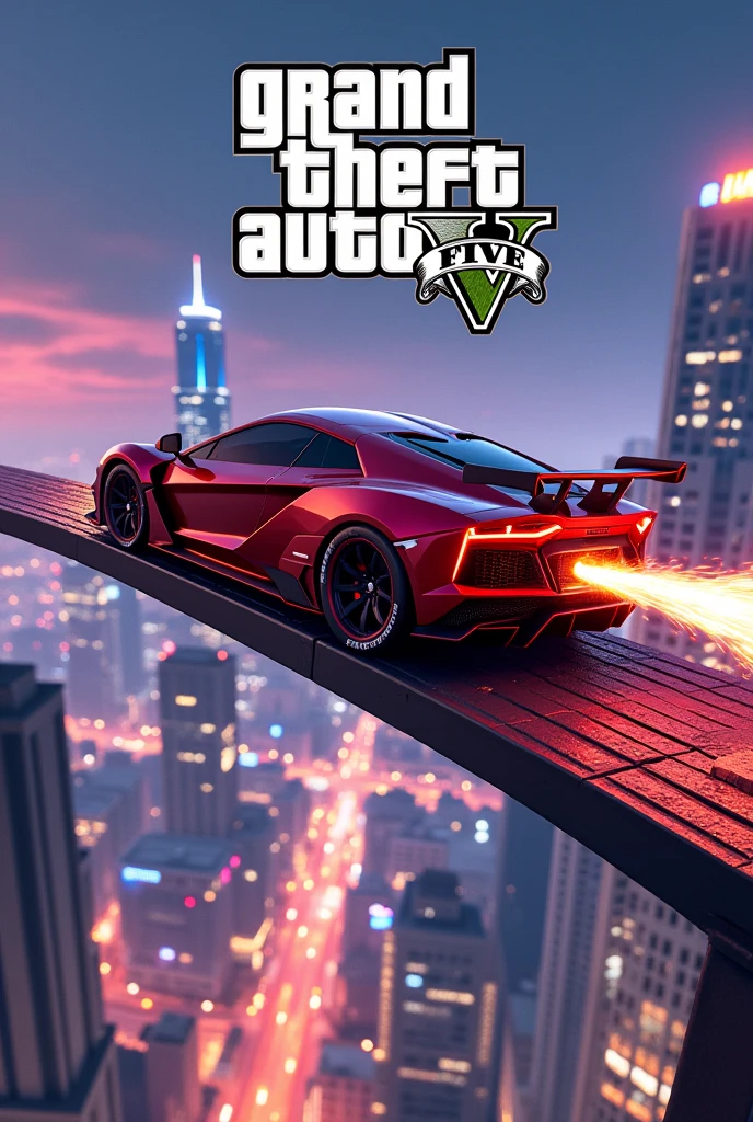 I want you to make me a thumbnail including GTA V logo and a special GTA V vehicle running on a dangerous and impossible parkour track.