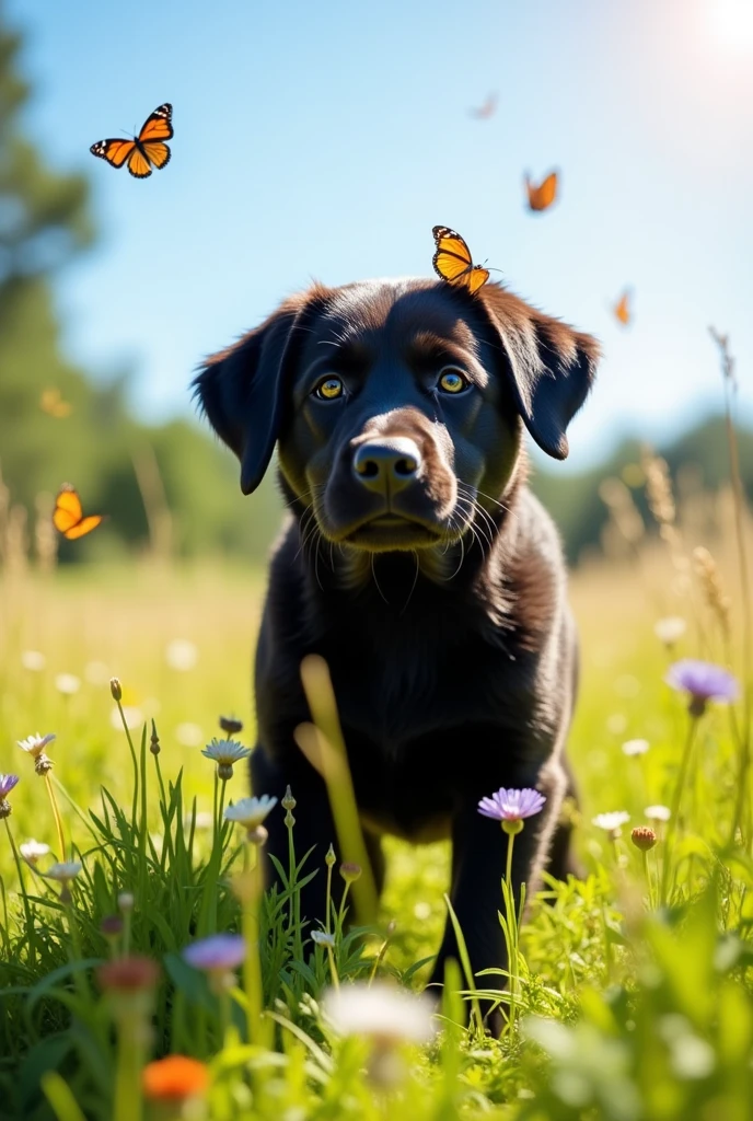 young black dog
