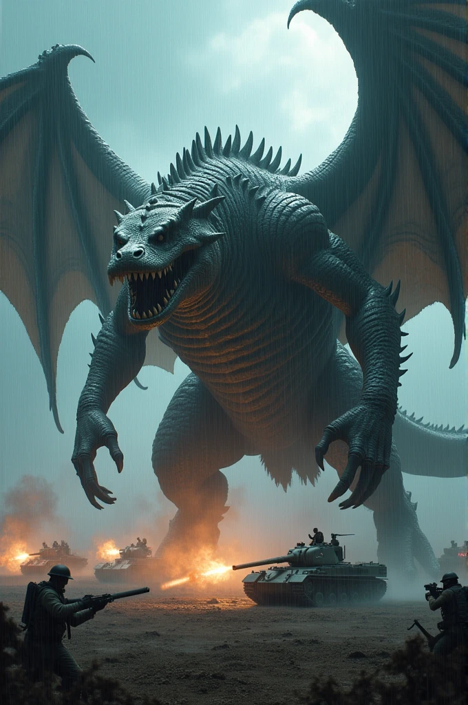 .	The appearance of a monster:
	• General characteristics:
	• dragon: It has large wings and scales or spines on its body. • Killer whale: It has a large mouth and sharp teeth. • Gaur: It has a big, strong and scary horn • Size: It is enormous, with an astonishing length and height. • He: It has sharp horns that may be part of the head or back. • Eyes: Black eyes filled with darkness and fear • Aura: Radiating terror and full power 100%% Such as a black or dark red aura covering the body 2.	fight:
	•	ท่าทางfight: It shows a fierce attack, such as using horns and teeth to attack the navy., Or use a strong air fan • Navy: Soldiers fighting at sea with all their might, such as using cannons., helicopter, Or warship 3.	background:
	• Environment: A sea full of chaos and destruction, such as high waves and seas filled with smoke and debris.