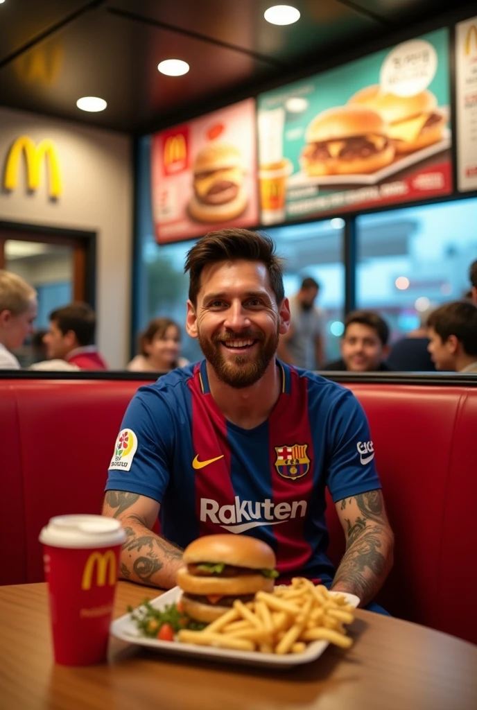 Messi en un mcdonald's
