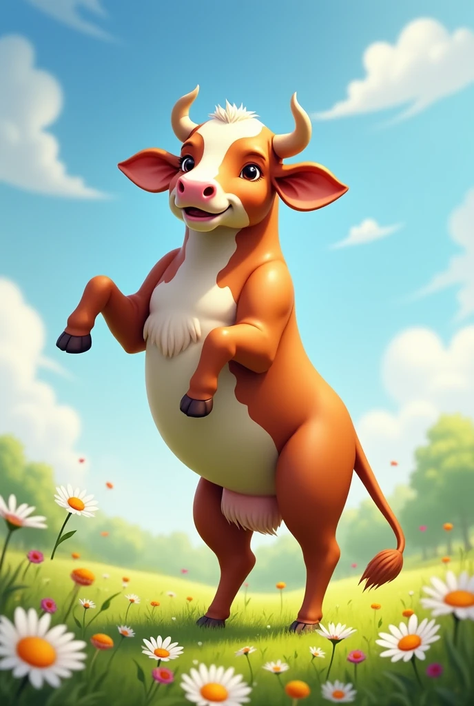 Pregnant cow stande by 2 feet