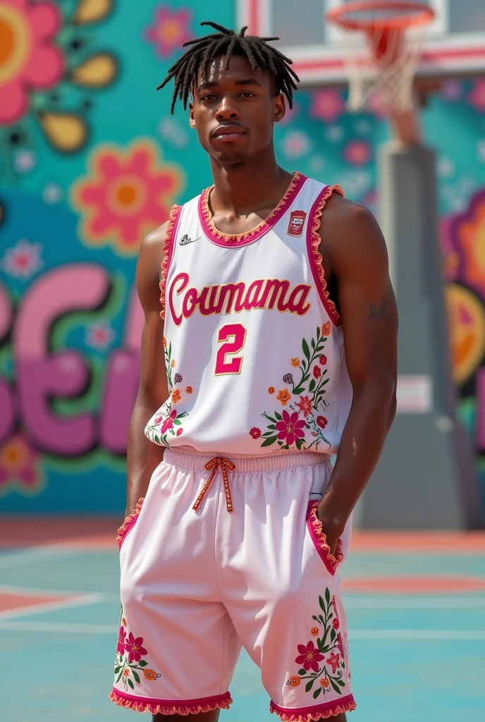 Male Basketball jersey with cocomama team name, girly design
