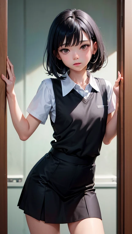 Facial、One Woman, alone, alone Focus, Cowboy Shot, Portraiture,, Beaver,((Black Hair)), Short Bob,  Very beautiful eyes, work, White knit, (Small TI quality, Very detailed,Bedroom、Lying in bed、1 female,Brown Hair, ,((Furious look)),(((Skirt Lift)))、stylish,,(I&#39;looking forward to it)(((blush、Surprised expression)),(((short hair))),(((Skirt Lift)))
