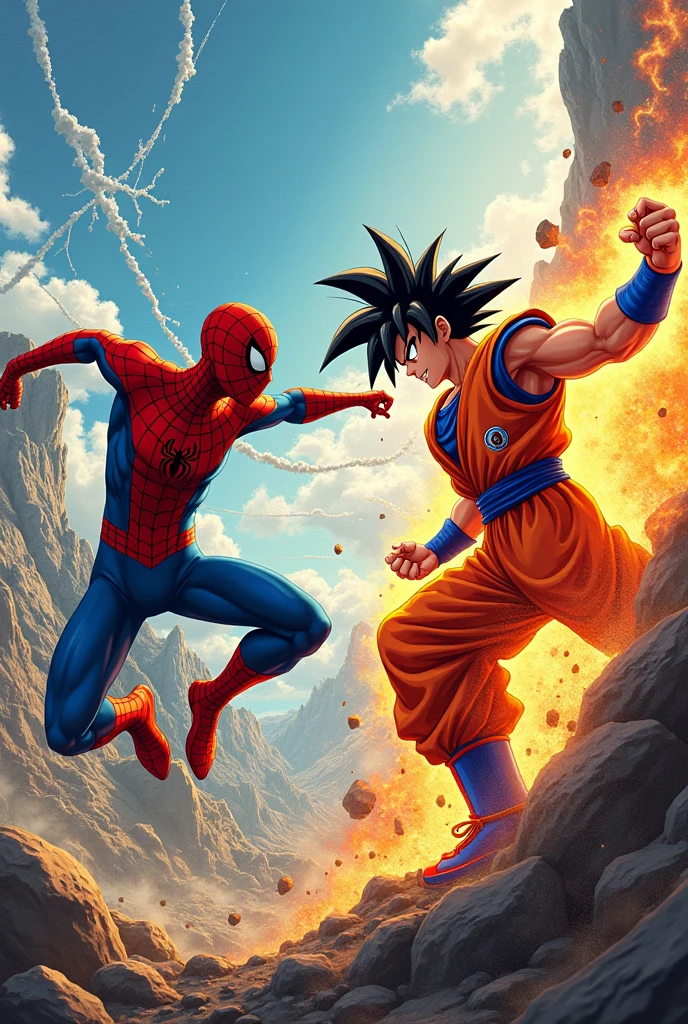 spiderman and goku fighting 