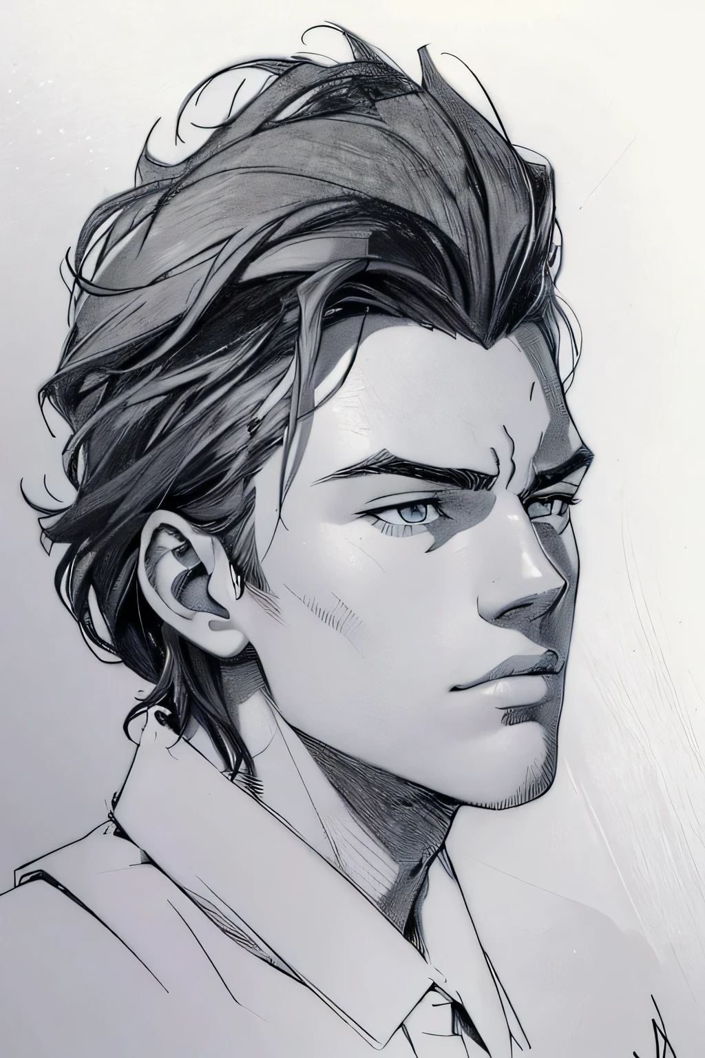 drawing of a young man with a serious look, portrait a 1 5 - year - old boy, realism drawing, inspired by Titans: The Judas Contract, fan art, harry styles, of portrait of justin beber, portrait of leonardo dicaprio, portrait drawing, realistic portrait