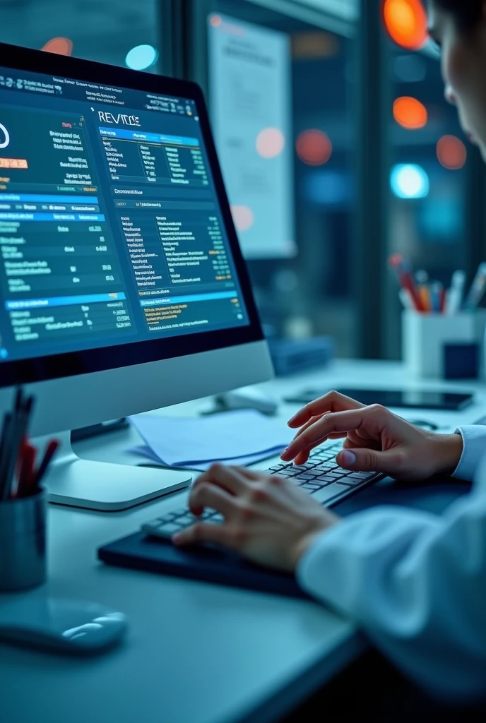 doctor writing a prescription on computer show the computer interface only