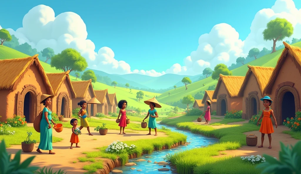 Indian cartoon village background