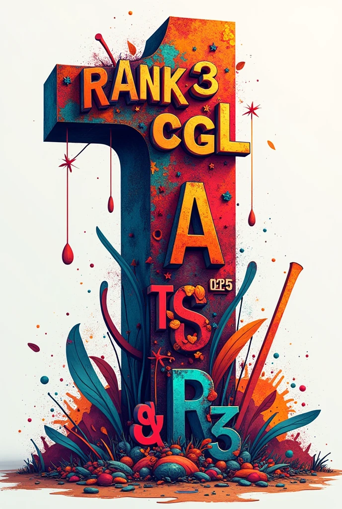 Use the number "1" as the central element, styled in a bold and creative way.
Incorporate "RANK" upside the number and " CGL - 2025" downside the number, using a smaller font size