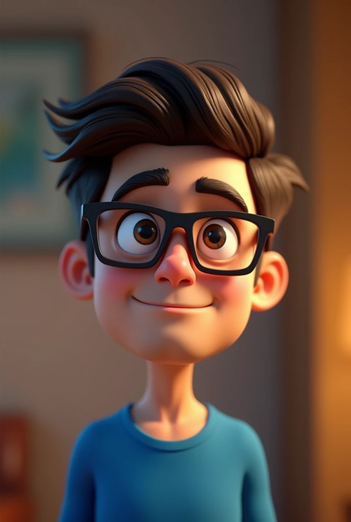 Cartoon character of a man with black glasses and blue shirt, animation character, stylized character, animation style rendering, 3D stylized, Arnold Maya representation in black version, Stylized 3D rendering, cartoon rendering screenshot, 3D character, 3D character, Stylized 3D rendering, 3d character rendering, cartoon character, Close-up character, character posing, (pixar style) (master part:1.2) (bokeh) (Best Quality) (detailed skin) (detailed texture) (8k) (Clay) (cinematic lighting) (sharp focus