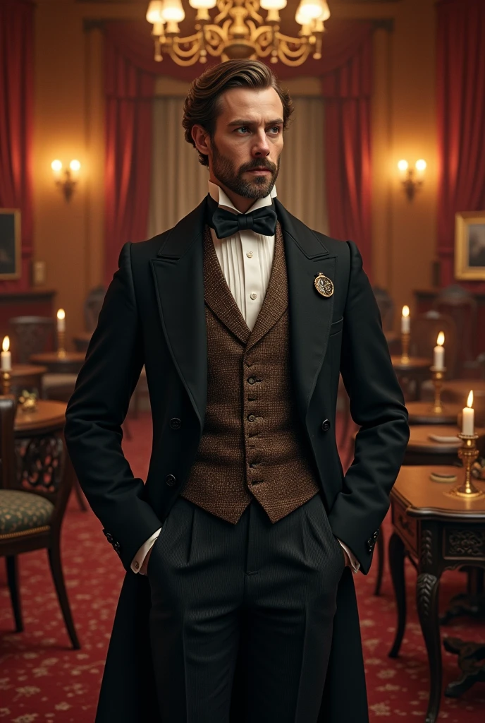 I want you to illustrate me the clothing of Francis Galton's time (1822-1911)