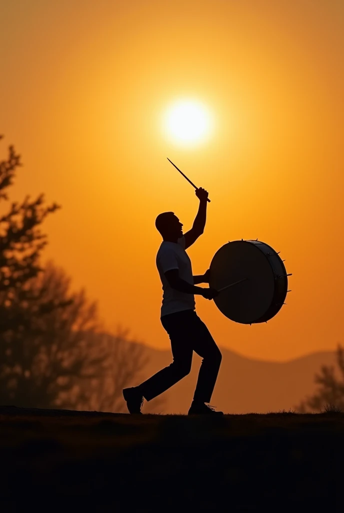 SUPER SIMPLE drawing of a shadow of a man playing a giant drum