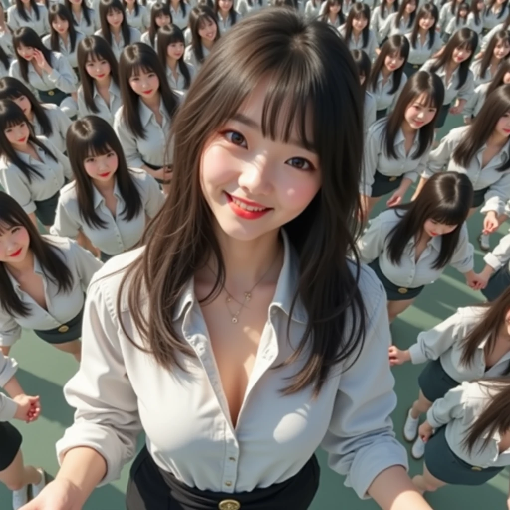 [Japanese Clone girls=Myself], [Perfect Clone girls Raw Photography Art], (16K, Highest quality, Ultra-high resolution, ((Unrealistic, Unprecedented sight, ((A World of Myself Proliferation)), Ultra-realistic))), (Japanese, woman, 26-year-old), (((((Small face, (((((Thick black hair, Semi-long hair)))))))))), ((Very beautiful detailed girls, Accurate body structure, Very detailed body)), (((Big Breasts, Large, swelling breasts))), (((White shirt, Big Breasts強調, I can see the cleavage, Black Mini Skirt))), ((Dark Eyes, Mature face, Cute Smile, A gentle gaze)), (((((Happy laughter))))), (((((Very detailed, 1girl-1,000,000,000,000,000,000,000,000,000,000,000,000,000cloning girls))))), (((((A very detailed and precise description of the doppelganger, Perfectly the same girl, The exact same smile, Perfect same hair, Perfect same clothes, Exactly the same height, 完璧な同じLarge, swelling breasts))))), (((((Myself only))))), (((Perfect description, Filling the Earth 1,000,000,000,000,000,000,000,000,000,000,000,000,000cloning girls-1,000,000,000,000,000,000,000,000,000,000,000,000,000^100,000,000cloning girlsのMyself, 異次元のSuper dense, Super denseの中心に広くフォーカス, I&#39;m happy to be surrounded by countless versions of myself, I want to drown in love with countless versions of myself., I want to be drowned in love with countless versions of myself around me., Holding hands, hug, hug, kiss, Touching breasts))), (((Very detailed, Extremely crowded, Super dense, Super crowded))), ((Bright and soft light)), ((((((((Very detailed and clear hyper-perspective drawing)))))))), (((Subject depth zero))), top view, Everyone is sexy