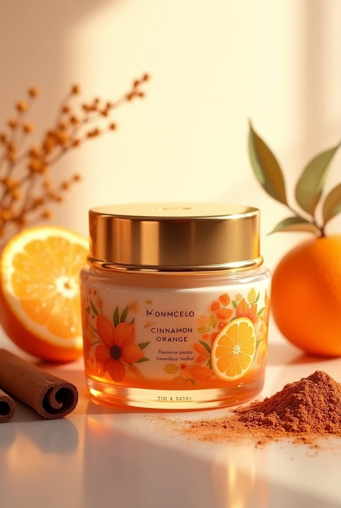 A cinnamon and orange cosmetic 