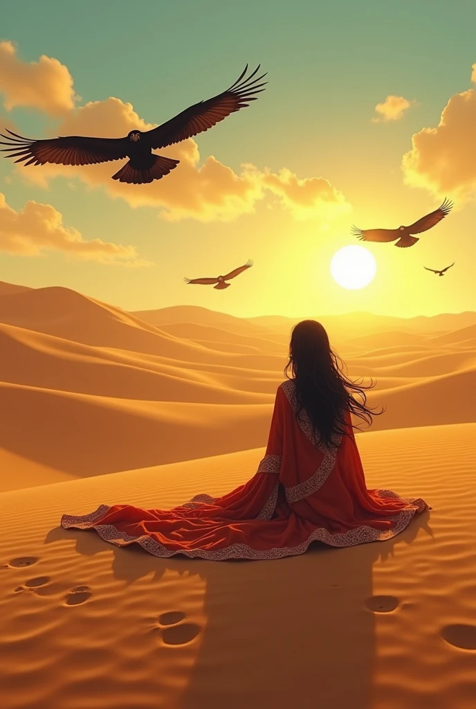 Sasi dying in the desert but his eyes waiting for her beloved Punoo. Vulture are waiting to eat her after dying. Sasi was a female and Punoo was her beloved. It is a folk tale from the Pakistan.
