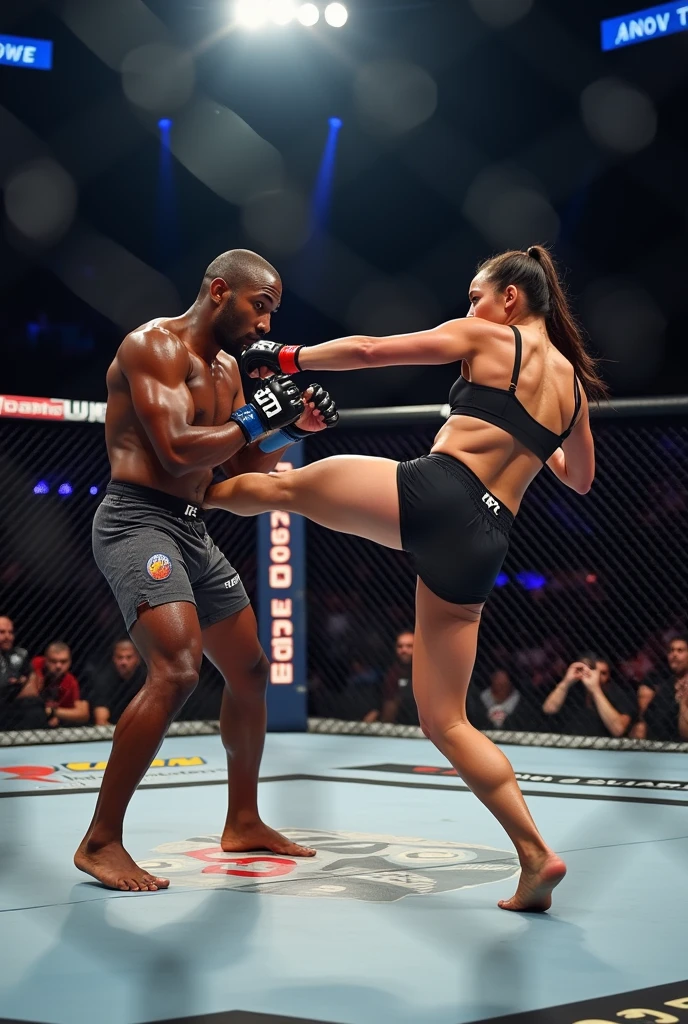 Anderson Silva kicking a girl in the face at UFC