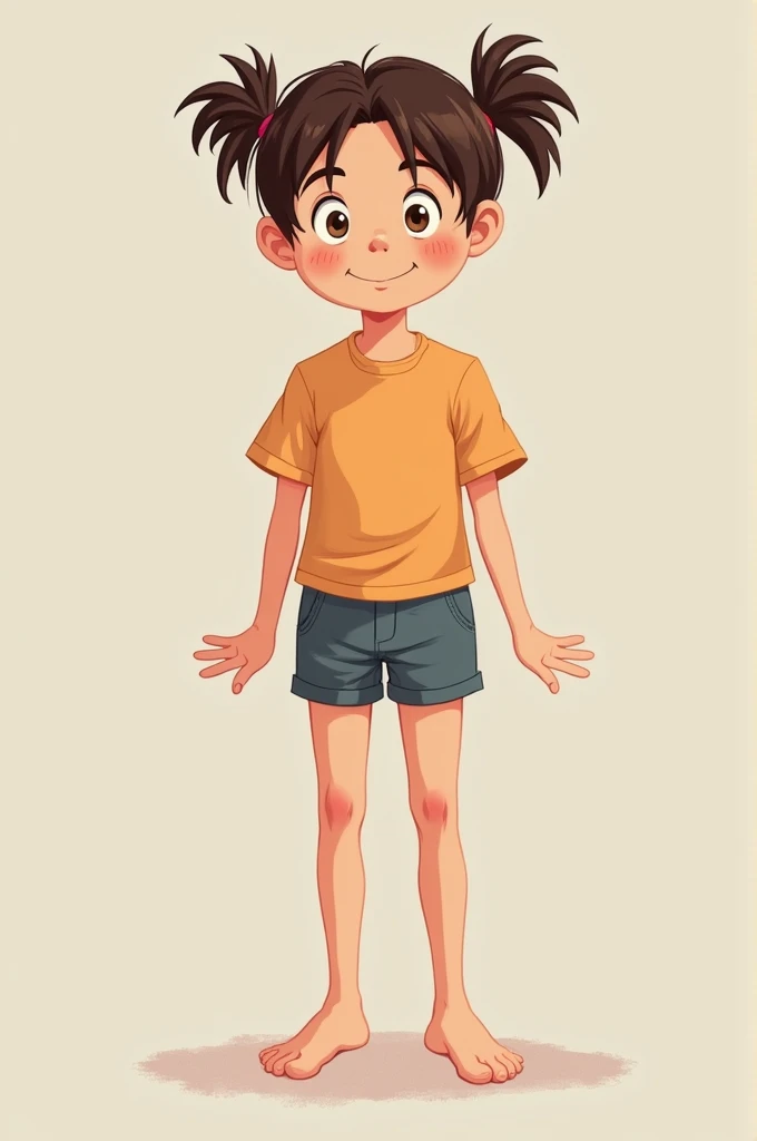 Sixth grade elementary school student naked M-shaped legs