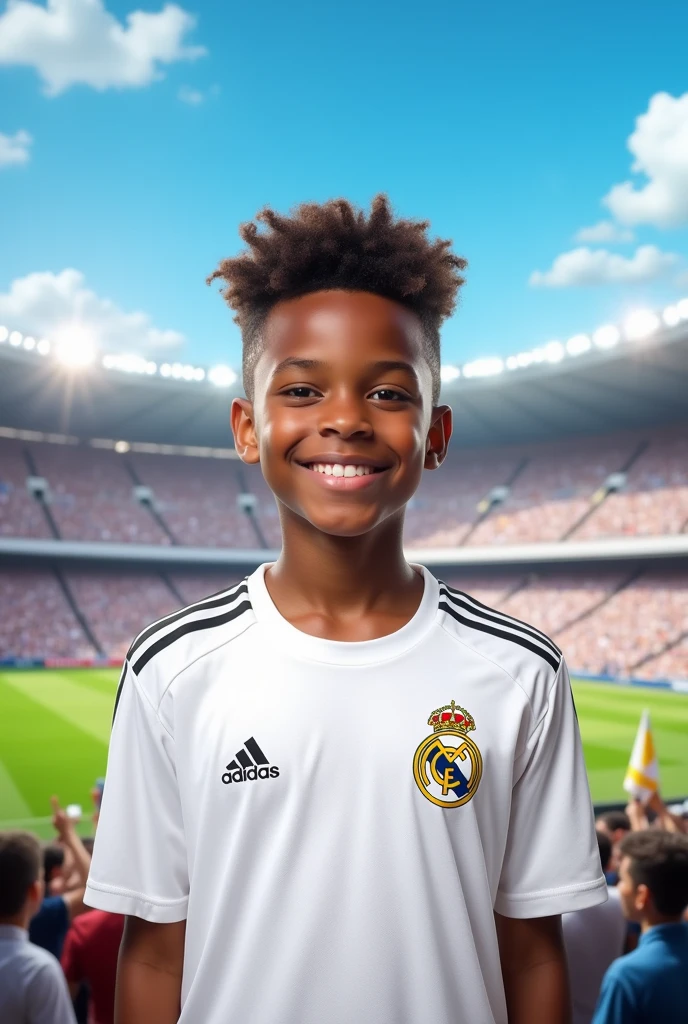 Create an image of Endrick with a Real Madrid shirt for your profile picture
