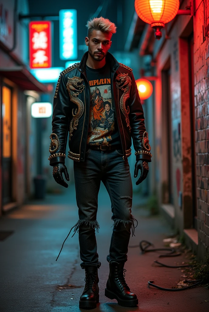 A striking and unique men&#39;s outfit inspired by Yakuza characters 0, as long as it has a slightly punk or criminal theme
