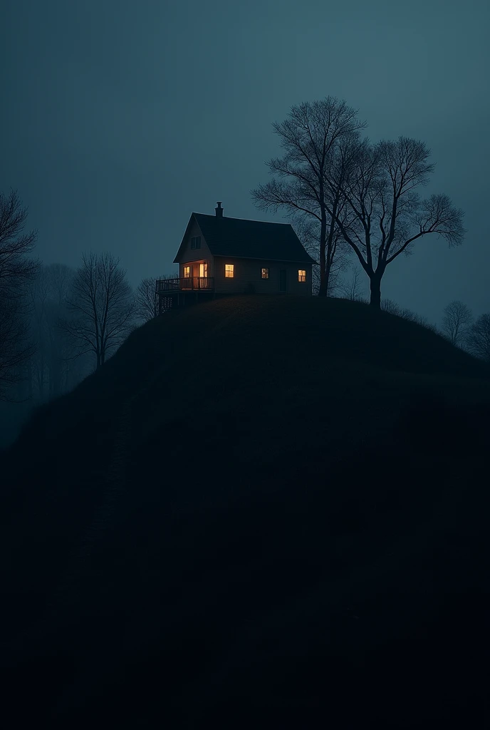 1 house kept the surrounding hill dark and the house had a little light