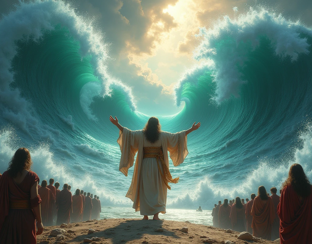 Moses opening Red Sea