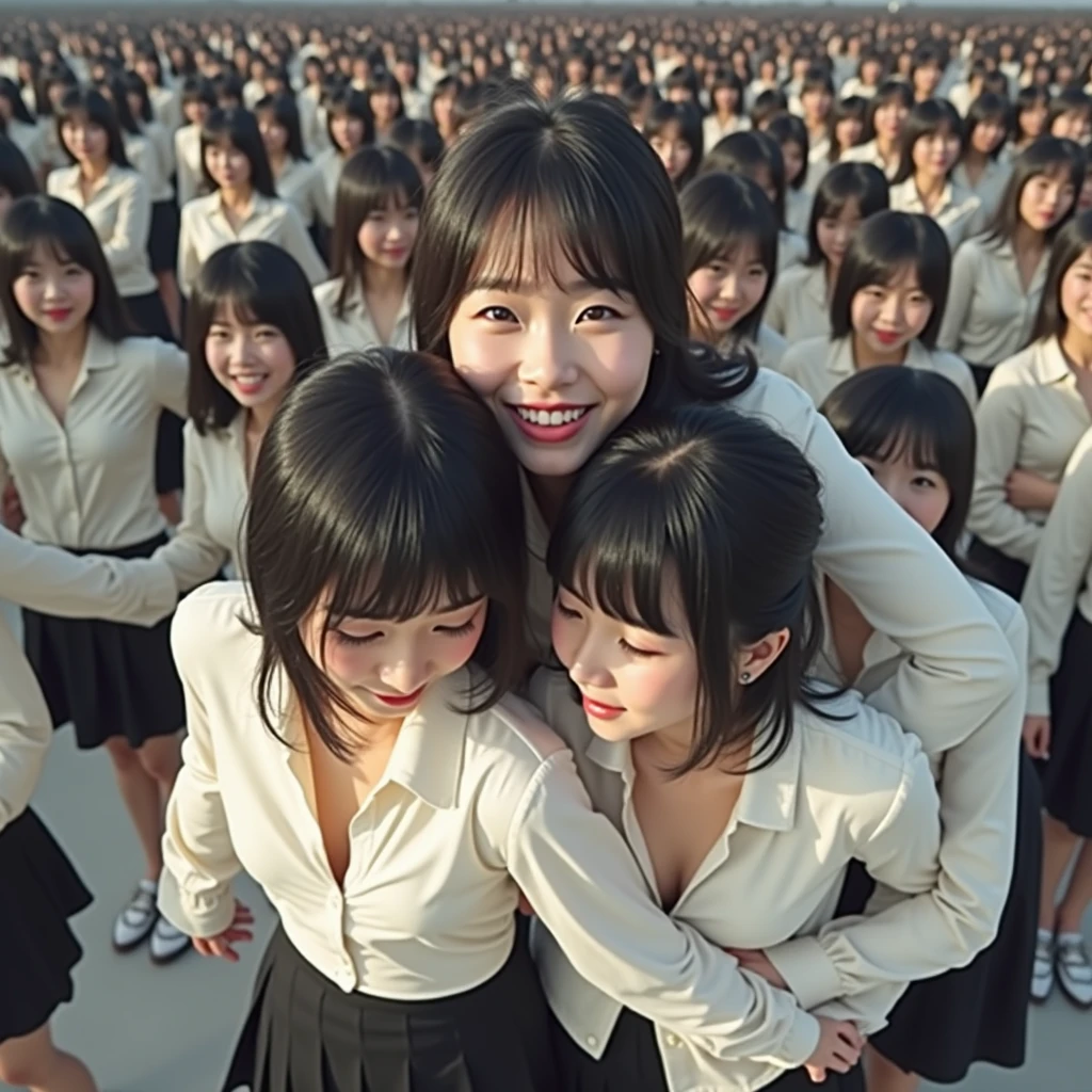 [Japanese Clone girls=Myself], [Perfect Clone girls Raw Photography Art], (16K, Highest quality, Ultra-high resolution, ((Unrealistic, Unprecedented sight, ((A World of Myself Proliferation)), Ultra-realistic))), (Japanese, woman, 26-year-old), (((((Small face, (((((Thick black hair, Semi-long hair)))))))))), ((Very beautiful detailed girls, Accurate body structure, Very detailed body)), (((Big Breasts, Large, swelling breasts))), (((White shirt, Big Breasts強調, I can see the cleavage, Black Mini Skirt))), ((Dark Eyes, Mature face, Cute Smile, A gentle gaze)), (((((Happy laughter))))), (((((Very detailed, 1girl-1,000,000,000,000,000,000,000,000,000,000,000,000,000cloning girls))))), (((((A very detailed and precise description of the doppelganger, Perfectly the same girl, The exact same smile, Perfect same hair, Perfect same clothes, Exactly the same height, 完璧な同じLarge, swelling breasts))))), (((((Myself only))))), (((Perfect description, Filling the Earth 1,000,000,000,000,000,000,000,000,000,000,000,000,000cloning girls-1,000,000,000,000,000,000,000,000,000,000,000,000,000^100,000,000cloning girlsのMyself, 異次元のSuper dense, Super denseの中心に広くフォーカス, I&#39;m happy to be surrounded by countless versions of myself, I want to drown in love with countless versions of myself., I want to be drowned in love with countless versions of myself around me., Holding hands, hug, hug, kiss, Touching breasts))), (((Very detailed, Extremely crowded, Super dense, Super crowded))), ((Bright and soft light)), ((((((((Very detailed and clear hyper-perspective drawing)))))))), (((Subject depth zero))), A bird's-eye view, Everyone is sexy