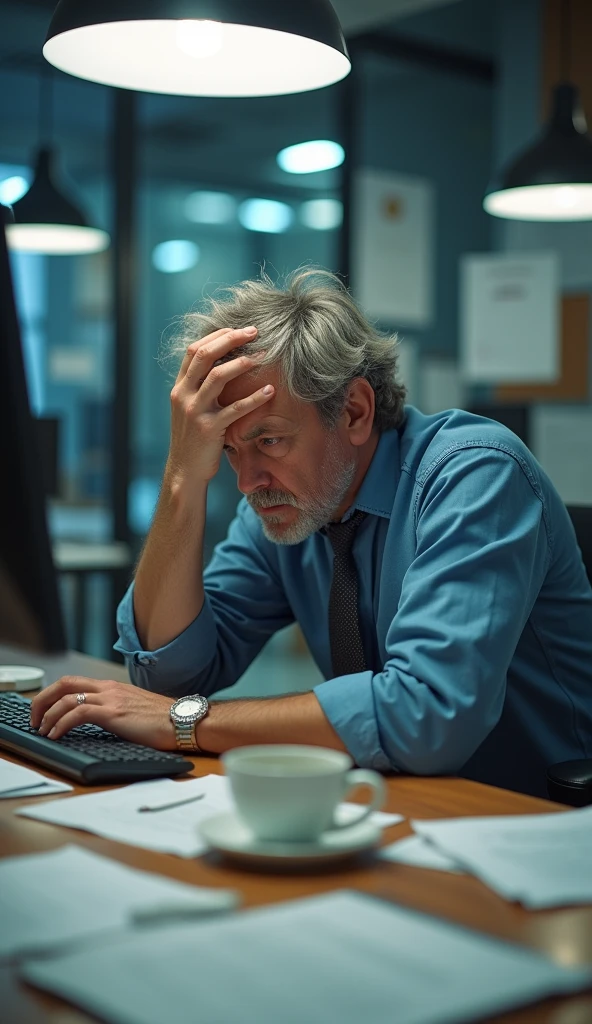 an image of a man stressed out about work 