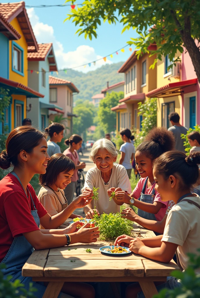 Show development through citizens helping each other