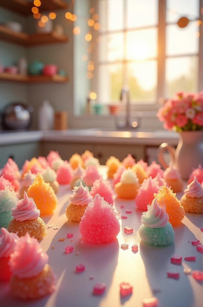 Make a poster with rock candy , cake pops , rice crispies and chips