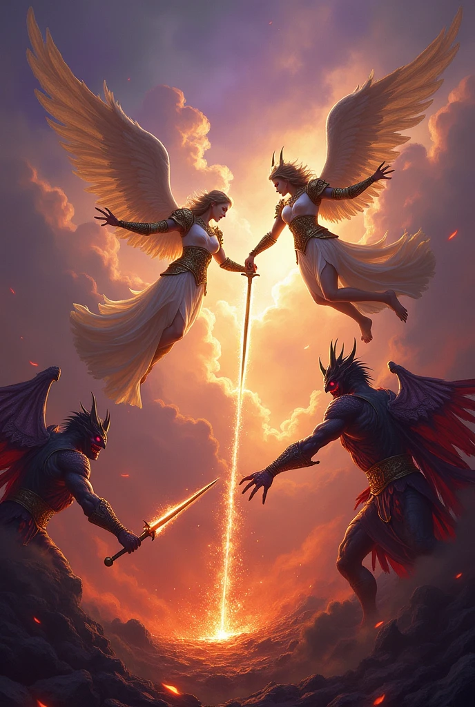 Angels and demons battle