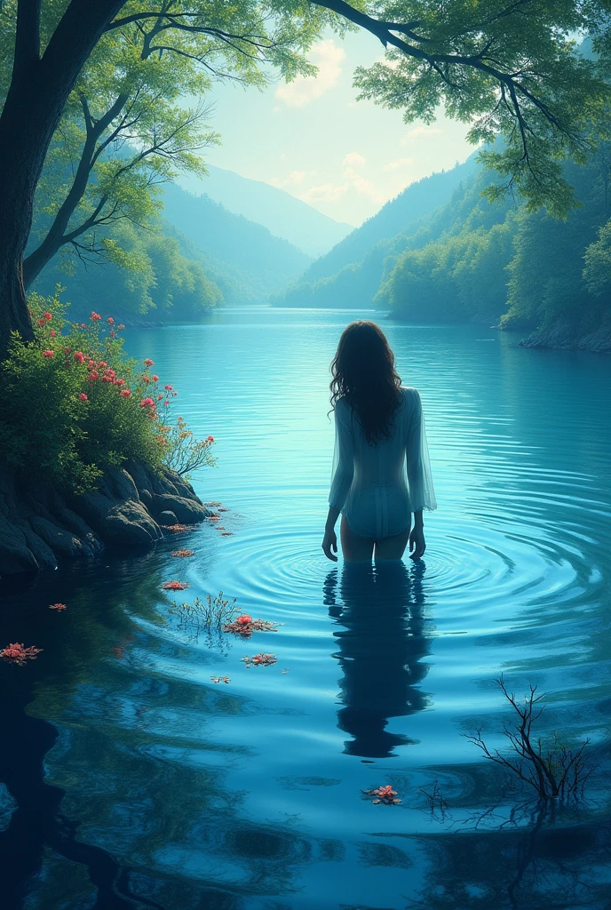 Generate a deep image depicting “shadows in the water” for the cover of a book chapter