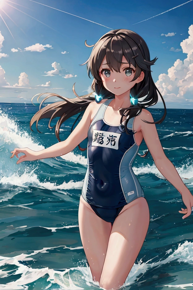 Kantai Collection　ring　electricity　thunder　dawn　School Swimsuit　