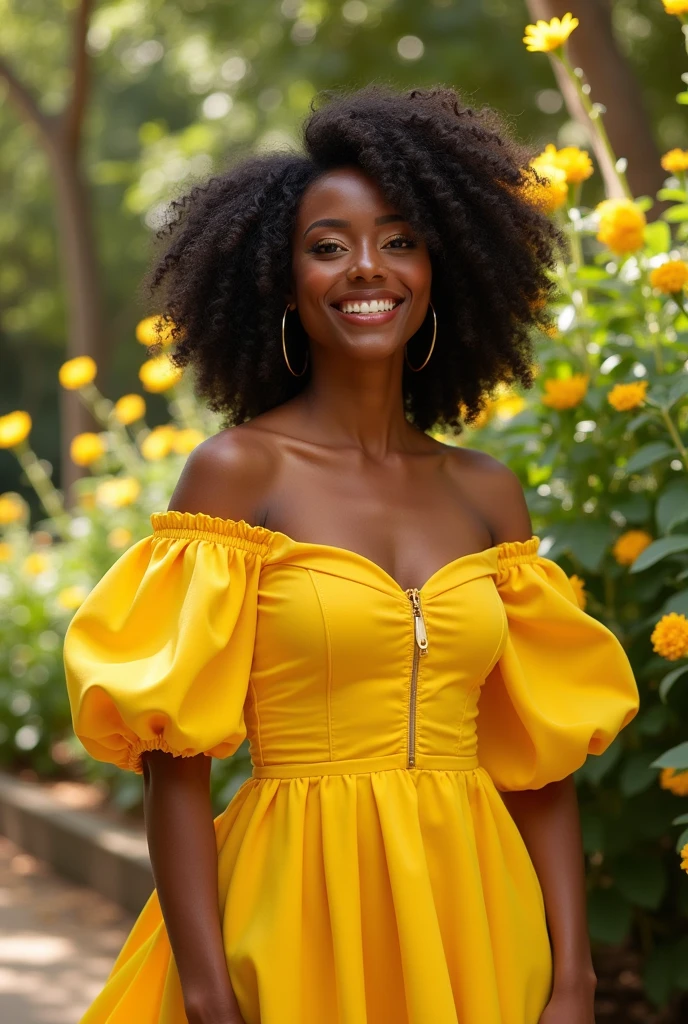 setembro amarelo mulher um sorriso vestido amarelo