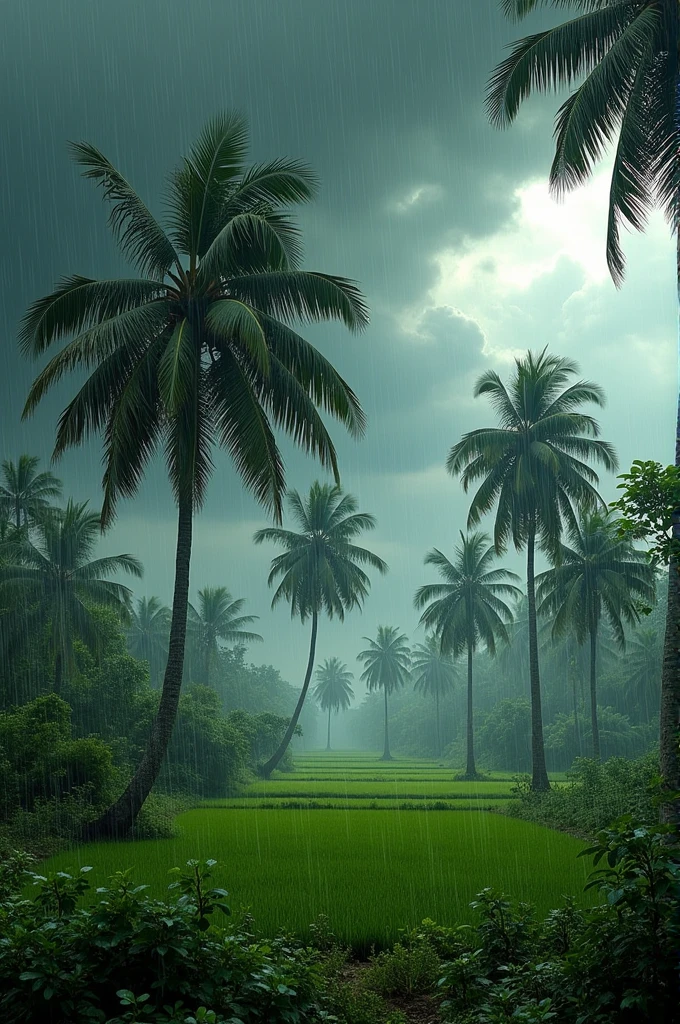 (photorealistic:1.2), epic masterpiece, intricate details, Cambodian countryside, a tropical typhoon pulled palm trees high up from the ground and carries them across the sky, mesmerizing --style raw --v 6.1