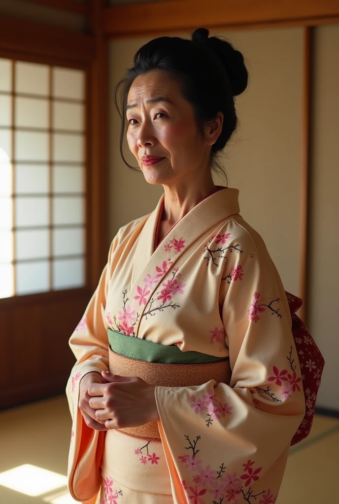 (photorealism:1.2), Create a japanese mature very embarrassed