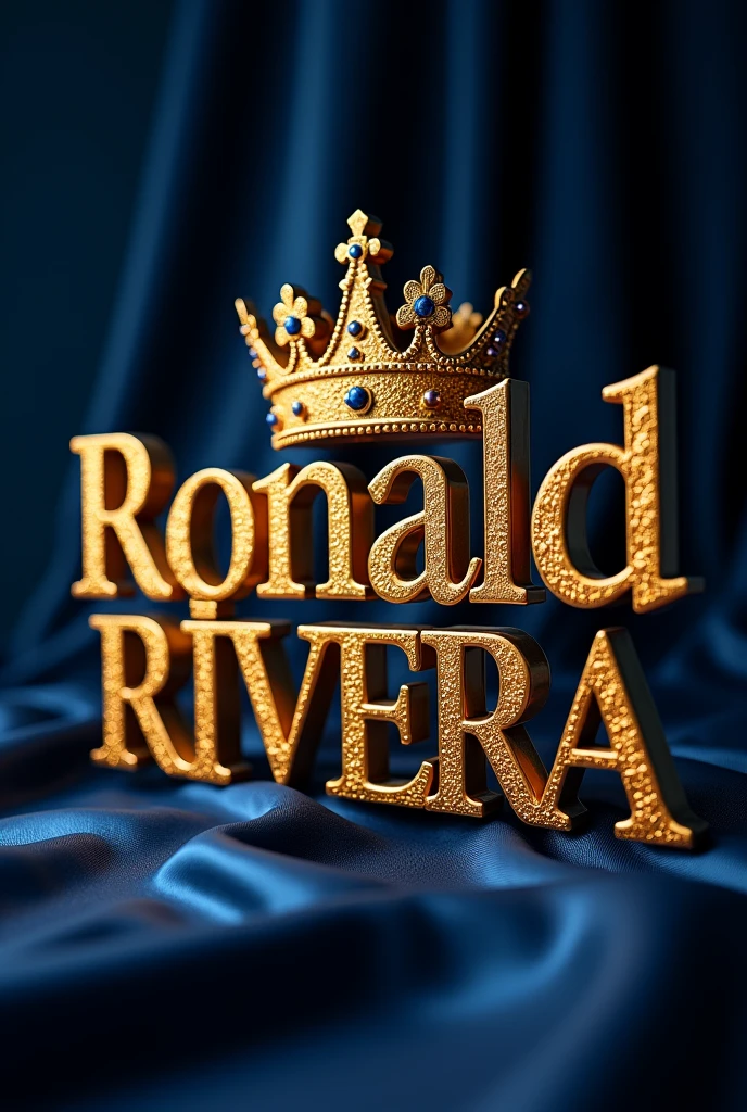 An image of my name Ronald Rivera in 3D in gold but without the R&#39;s together and a crown on the first R
