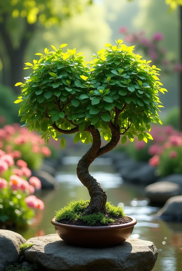A picture of a heart like bonsai tree.