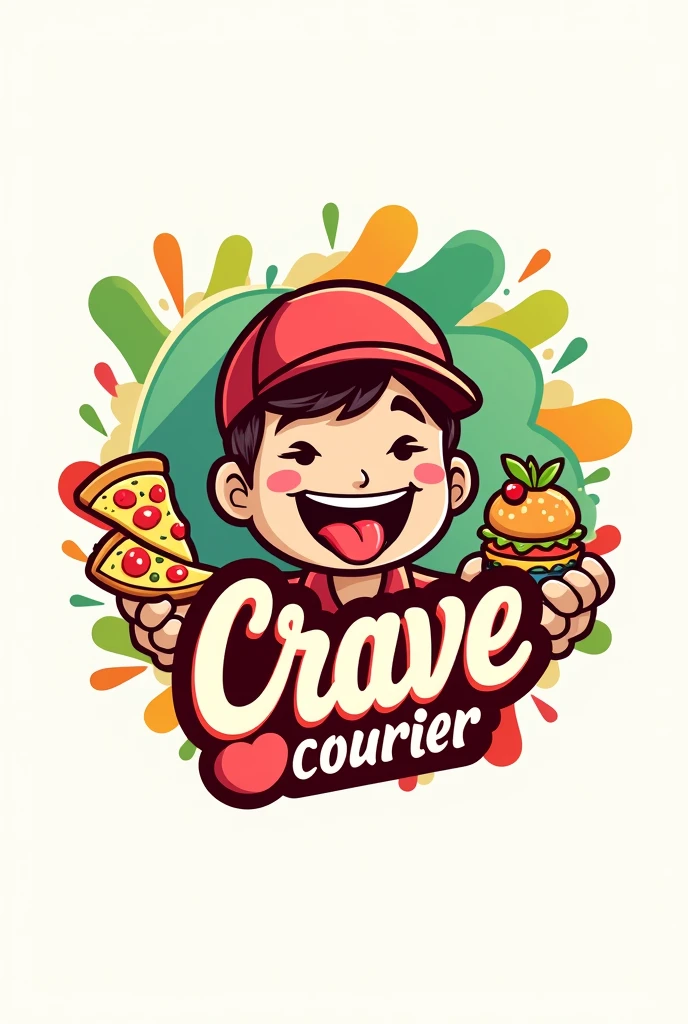 Logo for a food delivery app crave courier with 😋